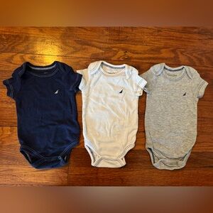 Nautica Baby Bodysuits in Gray, White, and Navy